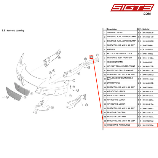 HOSE BRAKE-AIR ROUTING - 9915755737A [PORSCHE 991.1 GT3 R]