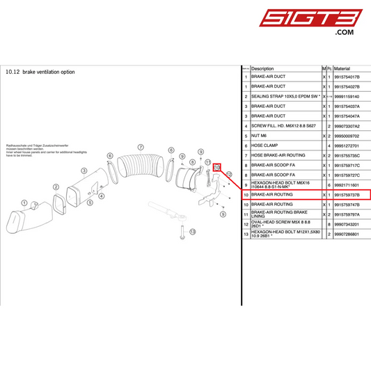 BRAKE-AIR ROUTING - 9915759737B [PORSCHE 991.1 GT3 R]