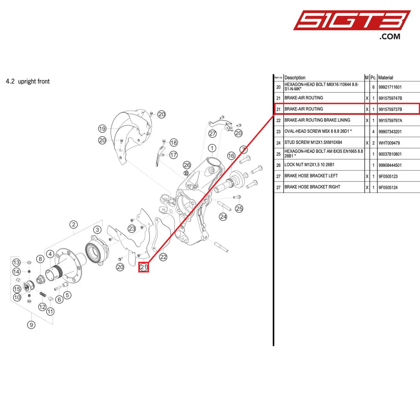 BRAKE-AIR ROUTING - 9915759737B [PORSCHE 911 GT2 RS Clubsport]