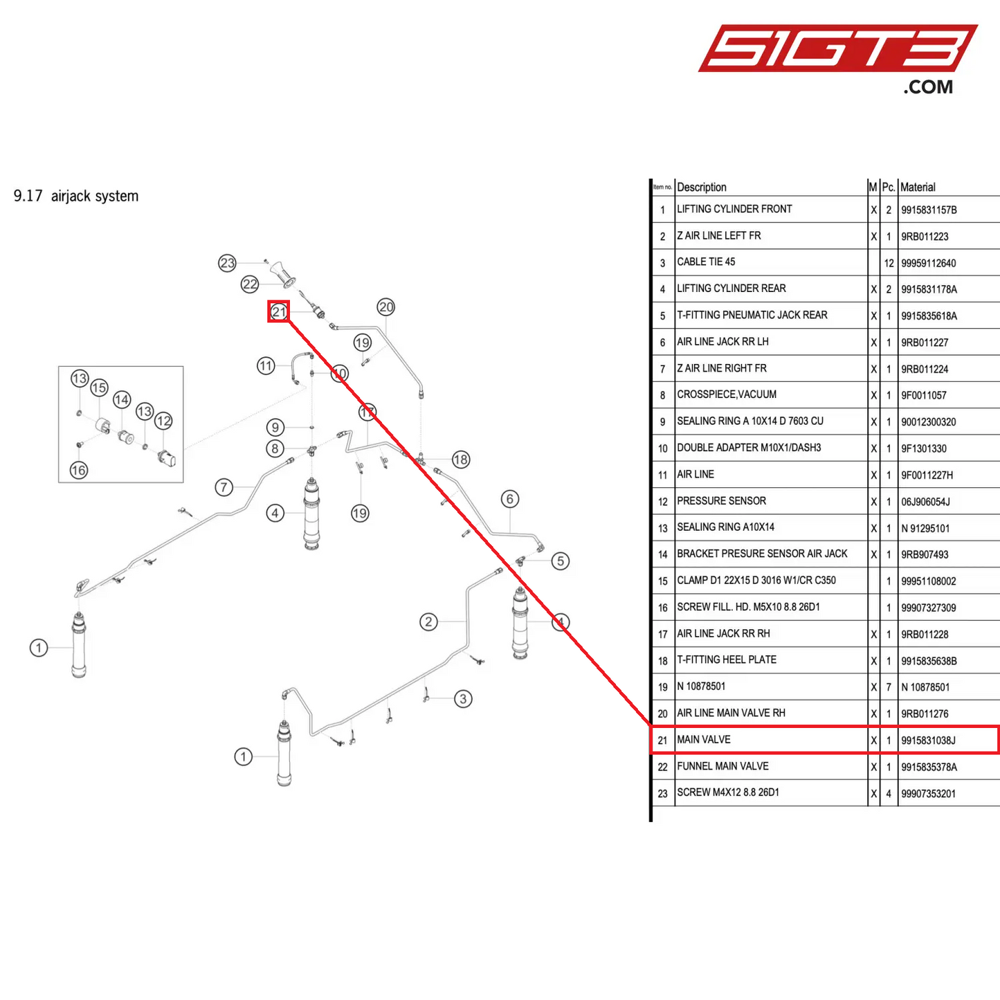 MAIN VALVE - 9915831038J [PORSCHE 992.1 GT3 R]