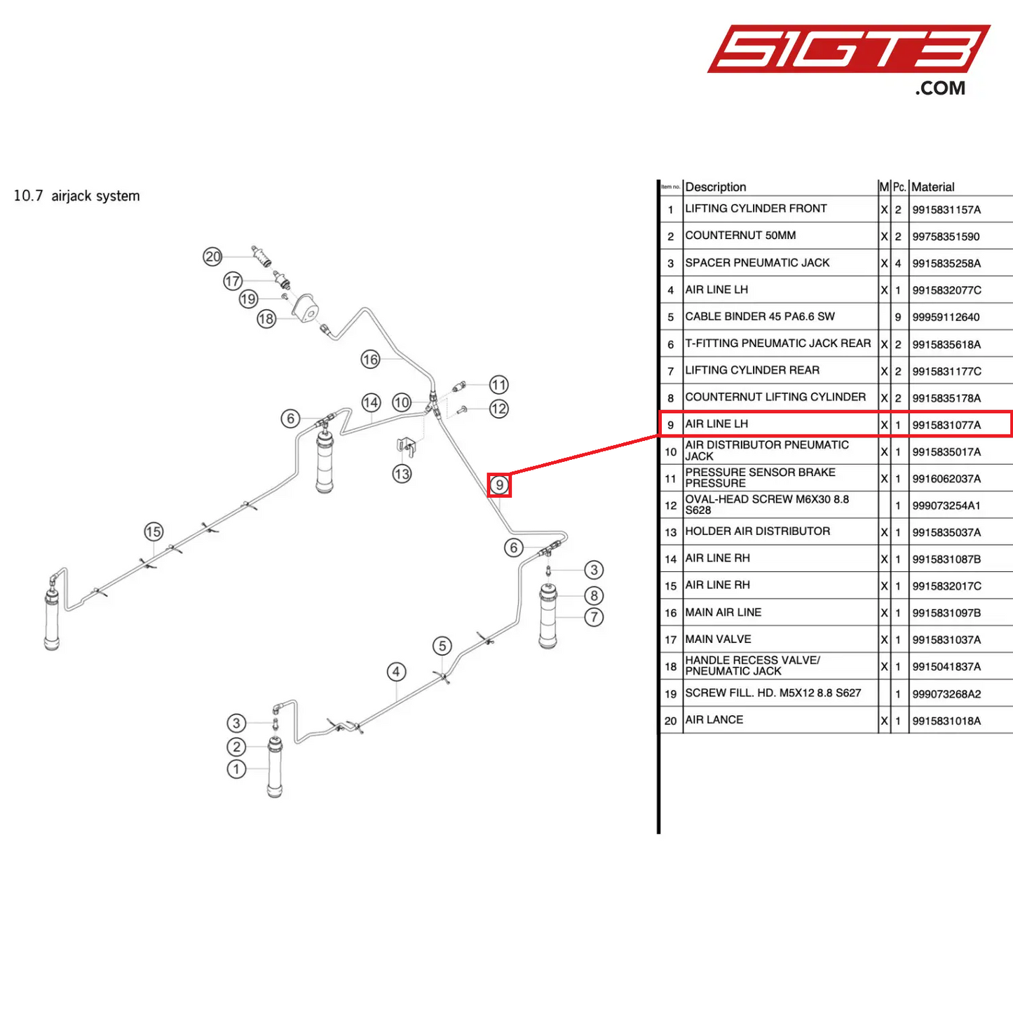 AIR LINE LH - 9915831077A [PORSCHE 991.1 GT3 R]