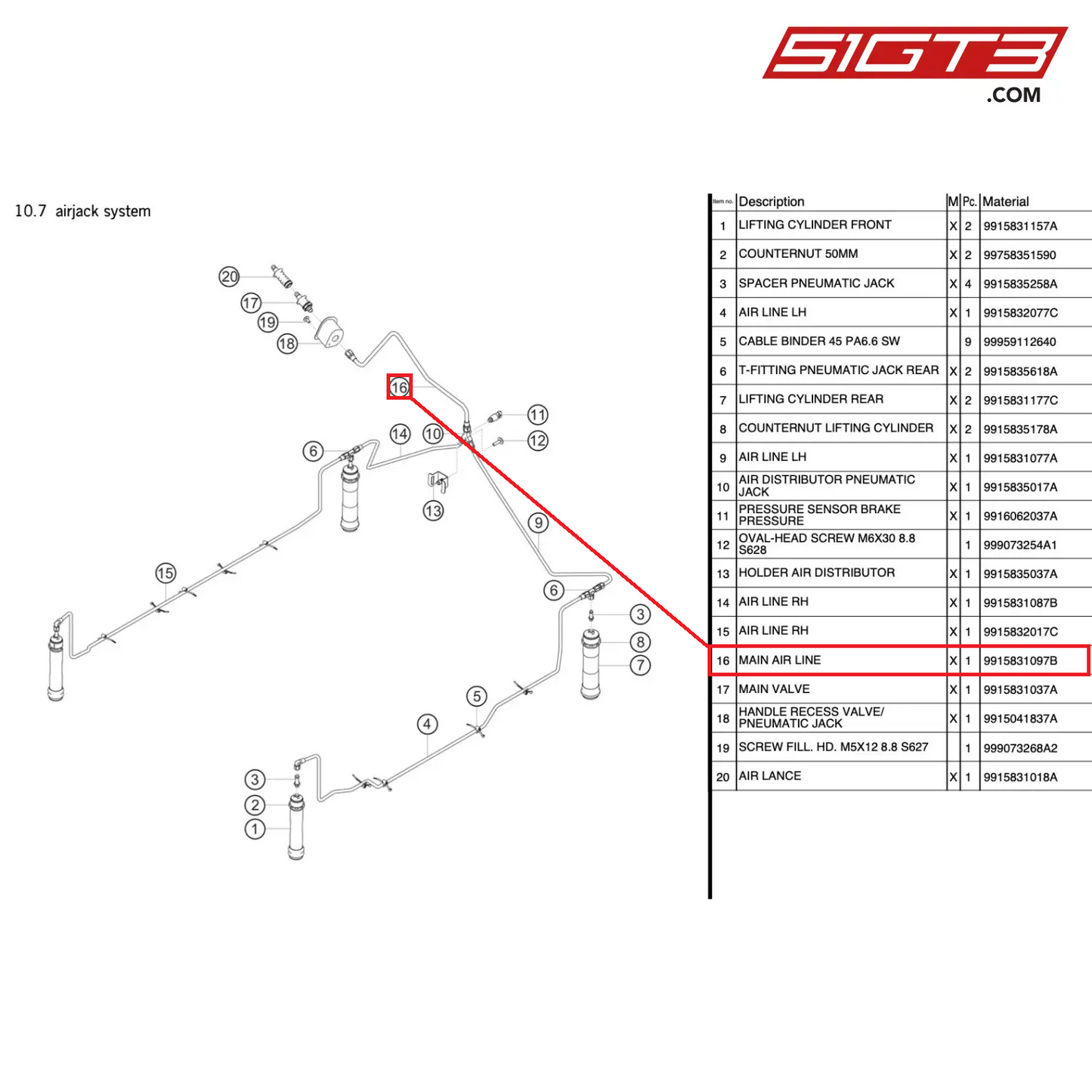 MAIN AIR LINE - 9915831097B [PORSCHE 991.1 GT3 R]