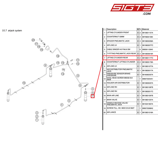 LIFTING CYLINDER REAR - 9915831177C [PORSCHE 991.1 GT3 R]