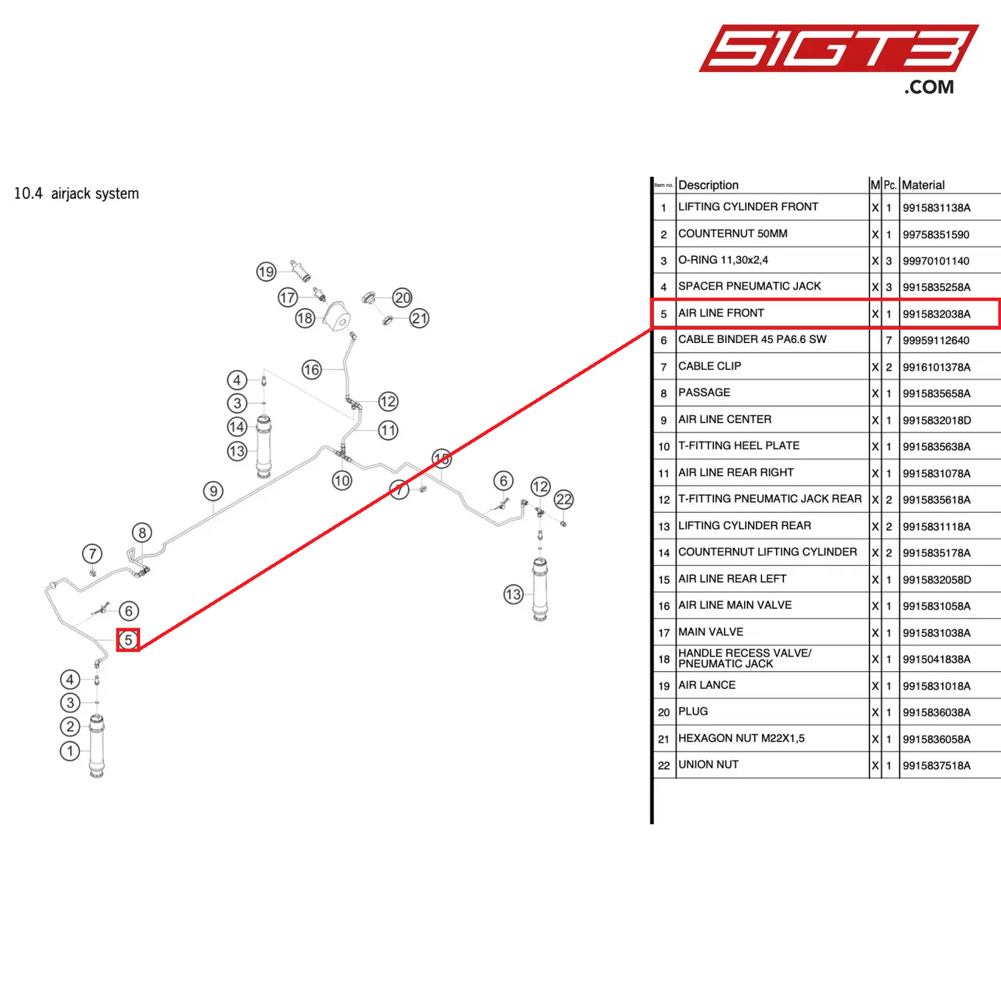 AIR LINE FRONT - 9915832038A [PORSCHE 911 GT3 Cup Type 991 (GEN 2)]