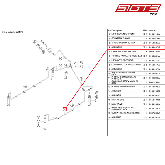 AIR LINE LH - 9915832077C [PORSCHE 991.1 GT3 R]