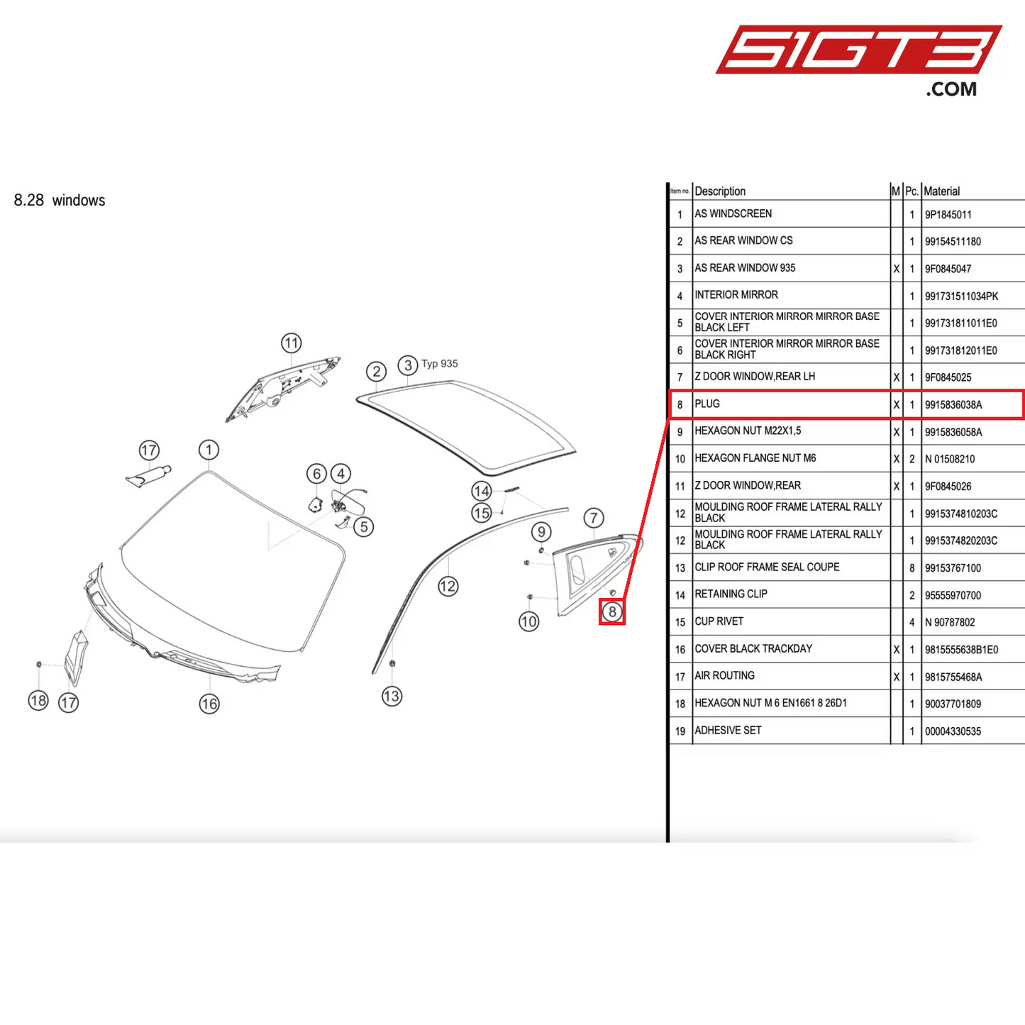 PLUG - 9915836038A [PORSCHE 911 GT2 RS Clubsport]