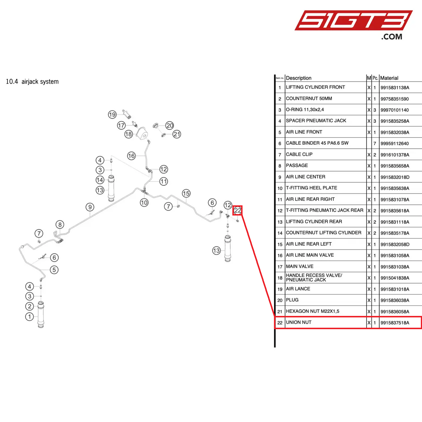 UNION NUT - 9915837518A [PORSCHE 911 GT3 Cup Type 991 (GEN 2)]