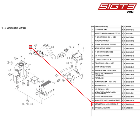 SPACER SHIFT COUPLING - 9916055118A [PORSCHE 991.1 GT3 Cup]