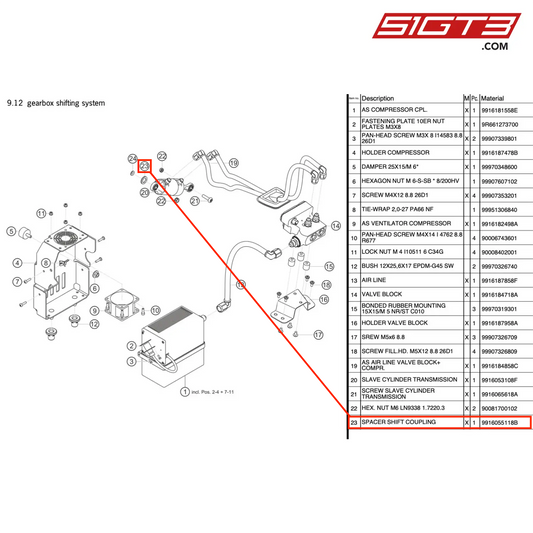 SPACER SHIFT COUPLING - 9916055118B [PORSCHE 991.1 GT3 R]