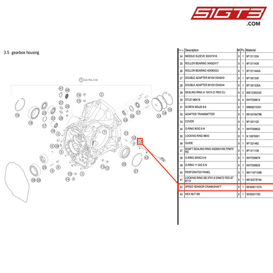 SPEED SENSOR CRANKSHAFT - 9916061157A [PORSCHE 991.1 GT3 Cup (2017)]