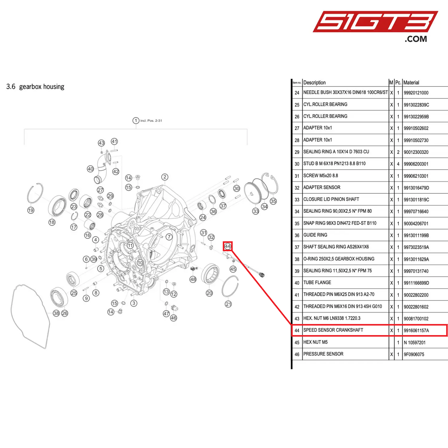 SPEED SENSOR CRANKSHAFT - 9916061157A [PORSCHE 991.2 GT3 R]