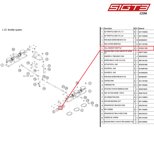 HALL SENSOR THROTTLE - 9916061165B [PORSCHE 911 GT3 R Type 991 (GEN 2)]