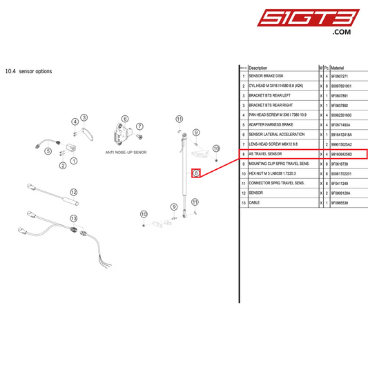 AS TRAVEL SENSOR - 9916064258D [PORSCHE 991.2 GT3 R]