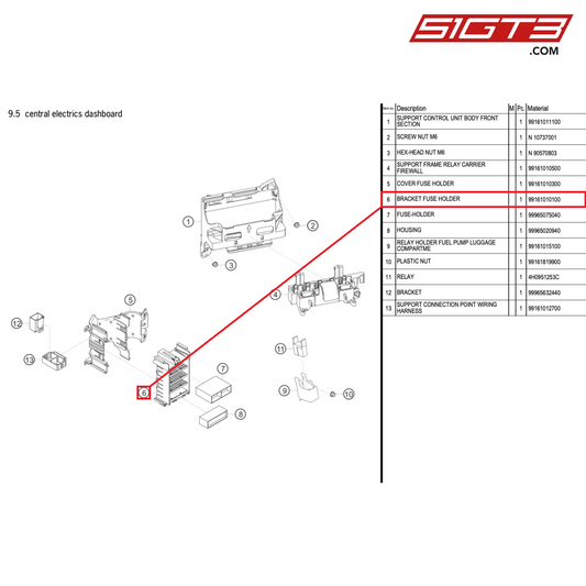 BRACKET FUSE HOLDER - 99161010100 [PORSCHE 718 Cayman GT4 RS Clubsport]