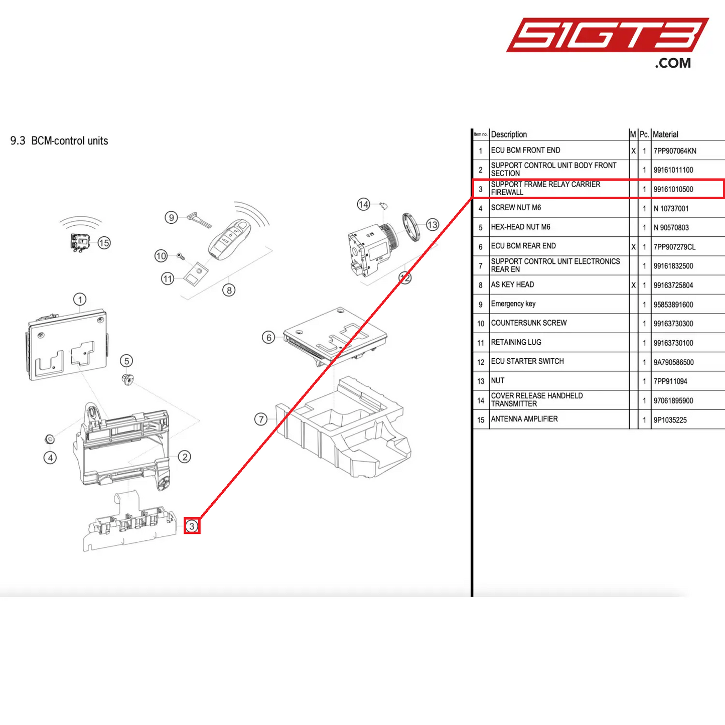 SUPPORT FRAME RELAY CARRIER FIREWALL - 99161010500 [PORSCHE 911 GT2 RS Clubsport]