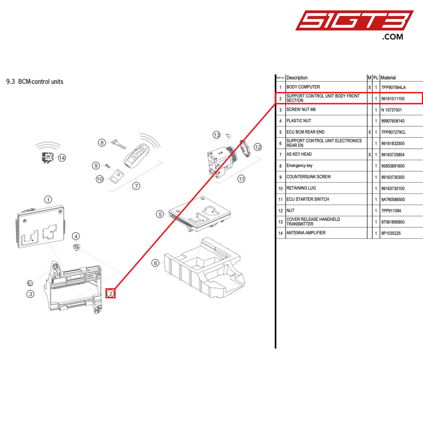 SUPPORT CONTROL UNIT BODY FRONT SECTION - 99161011100 [PORSCHE 718 Cayman GT4 RS Clubsport]