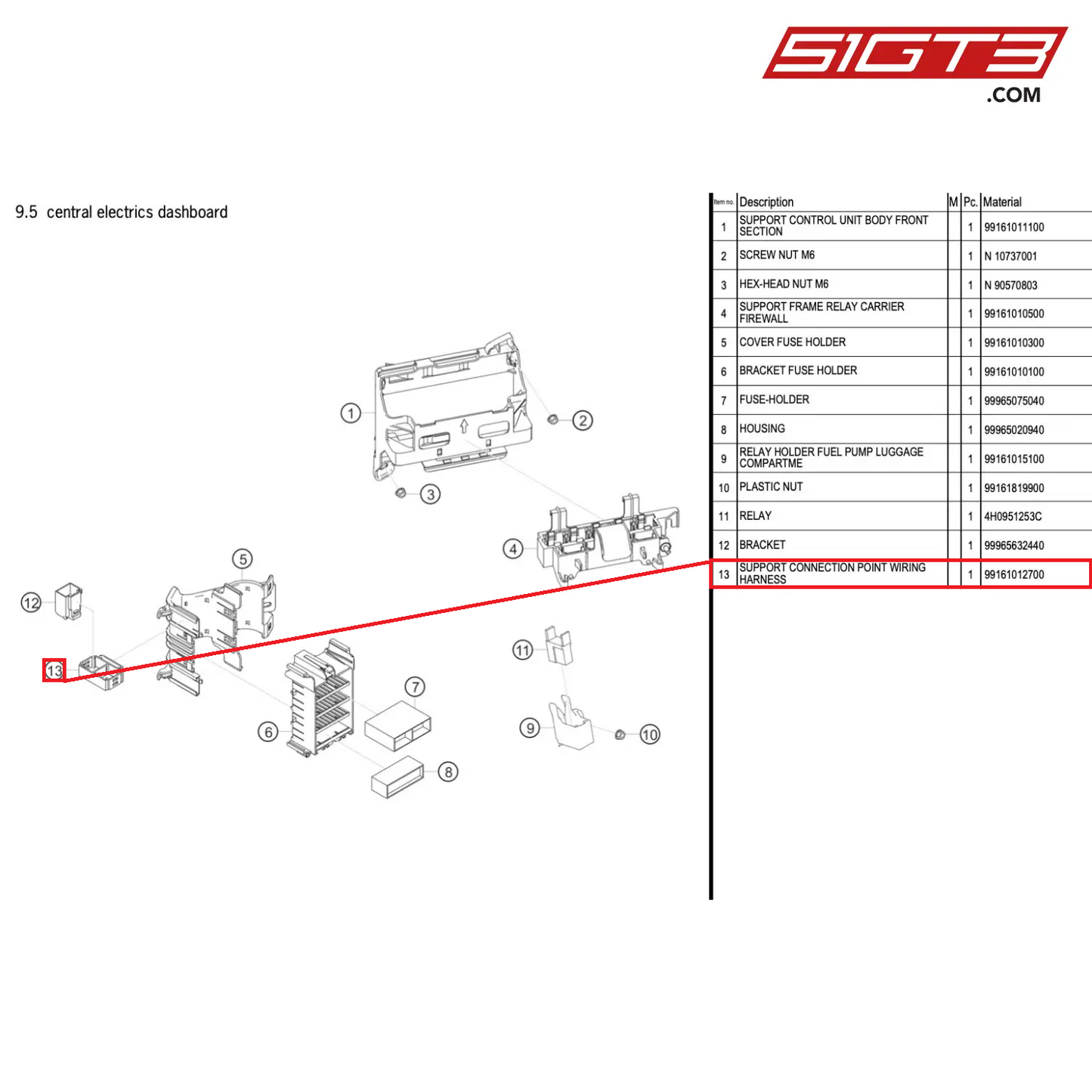 SUPPORT CONNECTION POINT WIRING HARNESS - 99161012700 [PORSCHE 718 Cayman GT4 RS Clubsport]