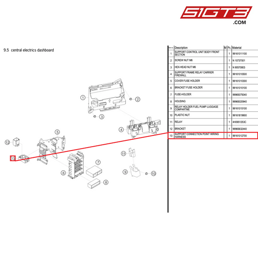 SUPPORT CONNECTION POINT WIRING HARNESS - 99161012700 [PORSCHE 718 Cayman GT4 RS Clubsport]