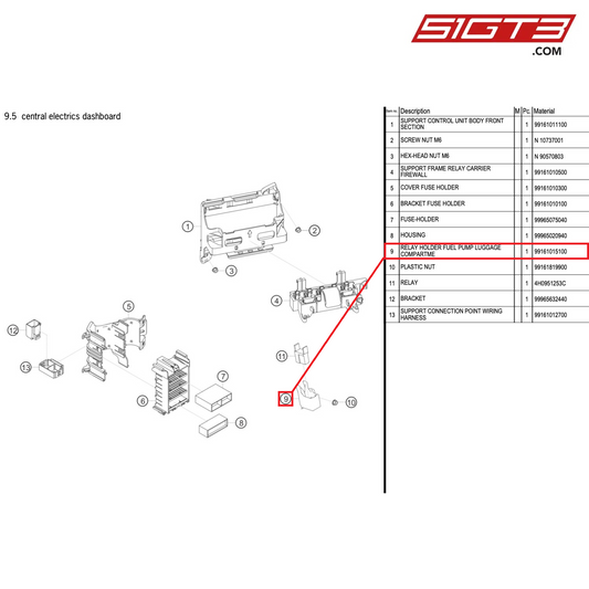 RELAY HOLDER FUEL PUMP LUGGAGE COMPARTME - 99161015100 [PORSCHE 718 Cayman GT4 Clubsport]