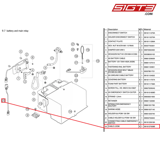 CABLE LOOM - 9916127638B [PORSCHE 991.1 GT3 R]