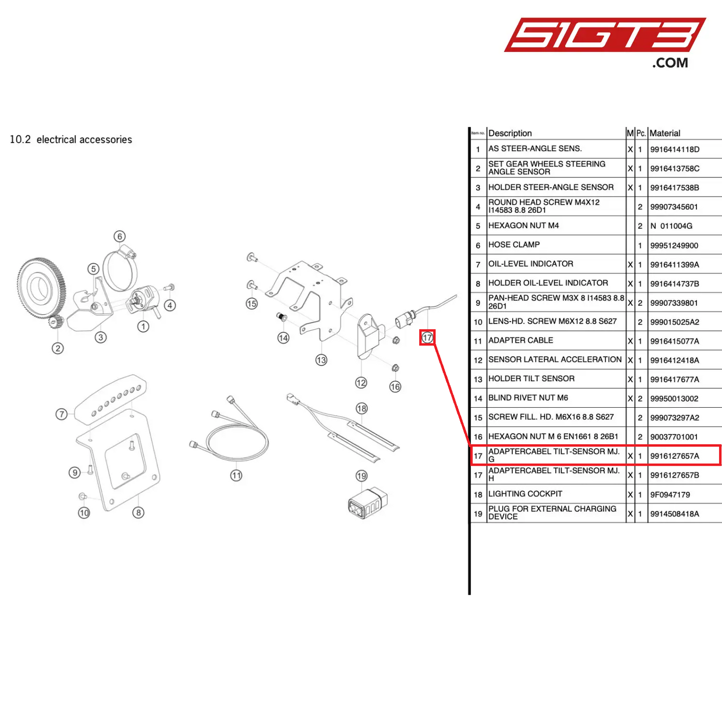 ADAPTERCABEL TILT-SENSOR MJ.G - 9916127657A [PORSCHE 991.1 GT3 R]