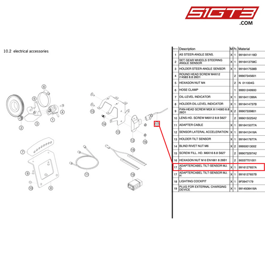 ADAPTERCABEL TILT-SENSOR MJ.G - 9916127657A [PORSCHE 991.1 GT3 R]