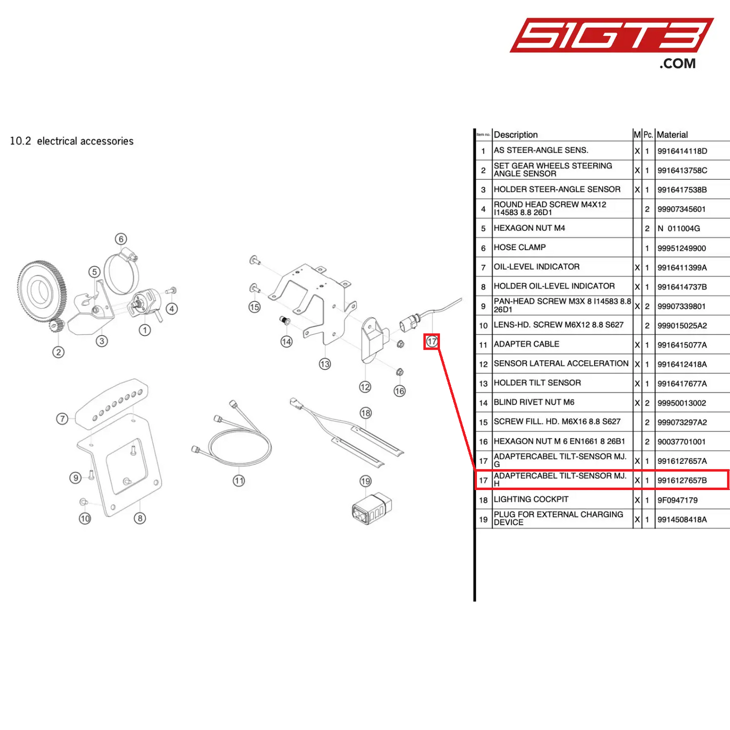 ADAPTERCABEL TILT-SENSOR MJ.H - 9916127657B [PORSCHE 991.1 GT3 R]