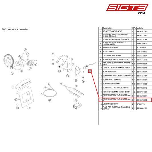 ADAPTERCABEL TILT-SENSOR MJ.H - 9916127657B [PORSCHE 991.1 GT3 R]