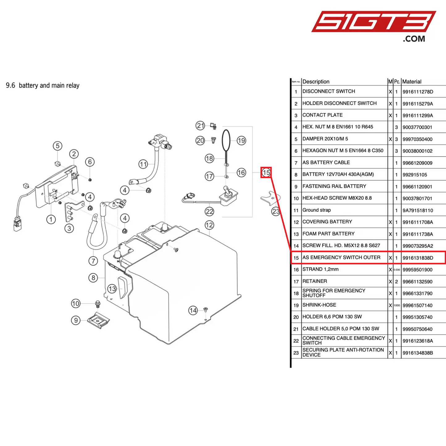 AS EMERGENCY SWITCH OUTER - 9916131838D [PORSCHE 911 GT3 Cup Type 991 (GEN 2)]