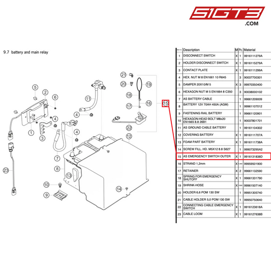 AS EMERGENCY SWITCH OUTER - 9916131838D [PORSCHE 991.1 GT3 R]