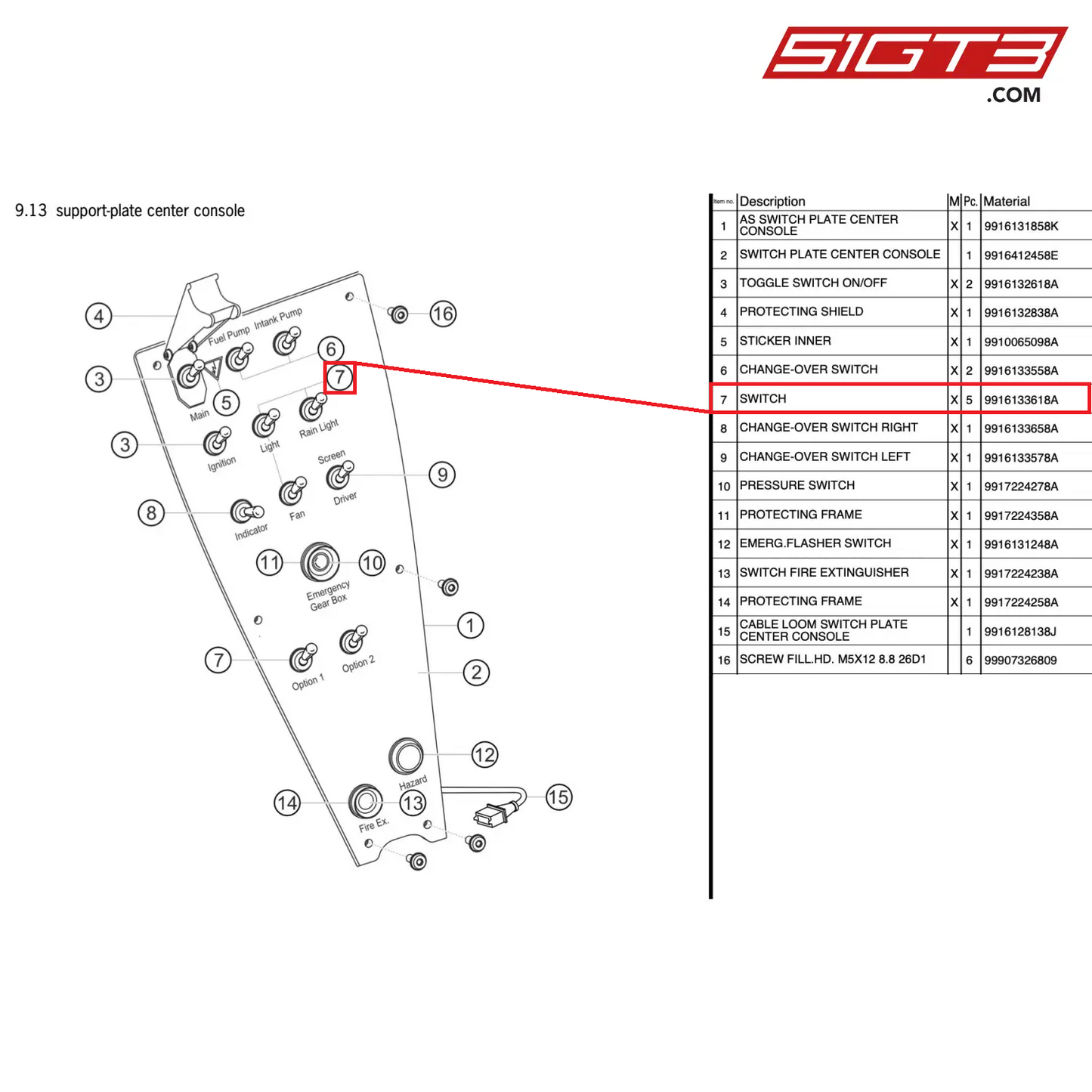 SWITCH - 9916133618A [PORSCHE 911 GT3 Cup Type 991 (GEN 2)]