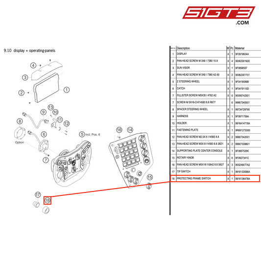 PRZYRZĄD OCHRONNY RAMY PRZEŁĄCZNIKA - 9916136478A [PORSCHE 991.2 GT3 R]