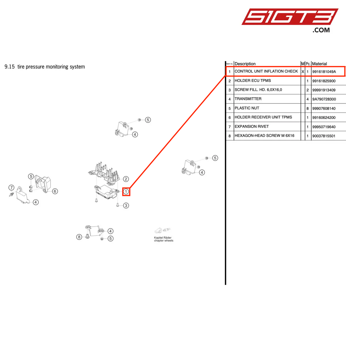 CONTROL UNIT INFLATION CHECK - 9916181049A [PORSCHE 911 GT3 Cup Type 991 (GEN 2)]