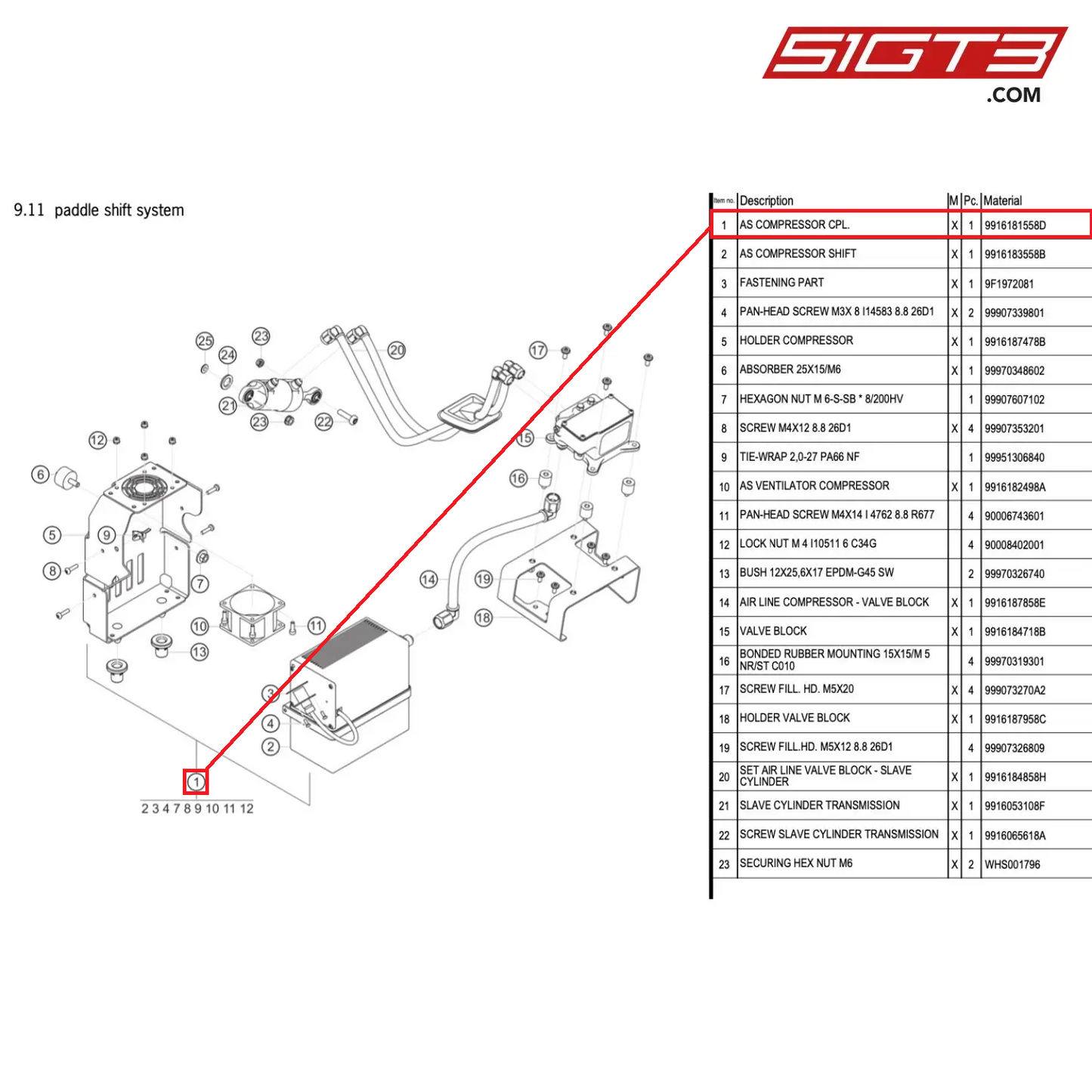 AS COMPRESSOR CPL. - 9916181558D [PORSCHE 991.1 GT3 Cup]