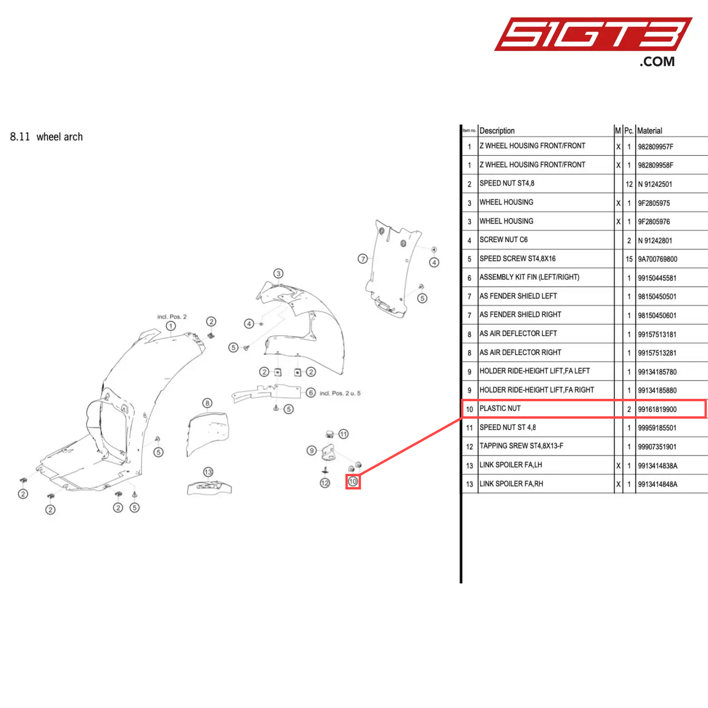 PLASTIC NUT - 99161819900 [PORSCHE 718 Cayman GT4 Clubsport]