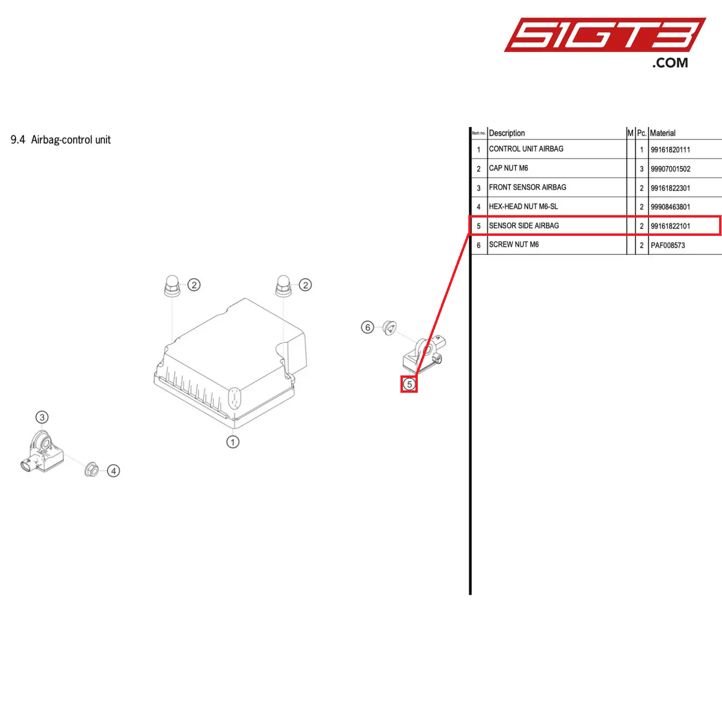 SENSOR SIDE AIRBAG - 99161822101 [PORSCHE 718 Cayman GT4 RS Clubsport]