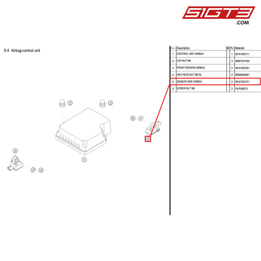 SENSOR SIDE AIRBAG - 99161822101 [PORSCHE 718 Cayman GT4 RS Clubsport]