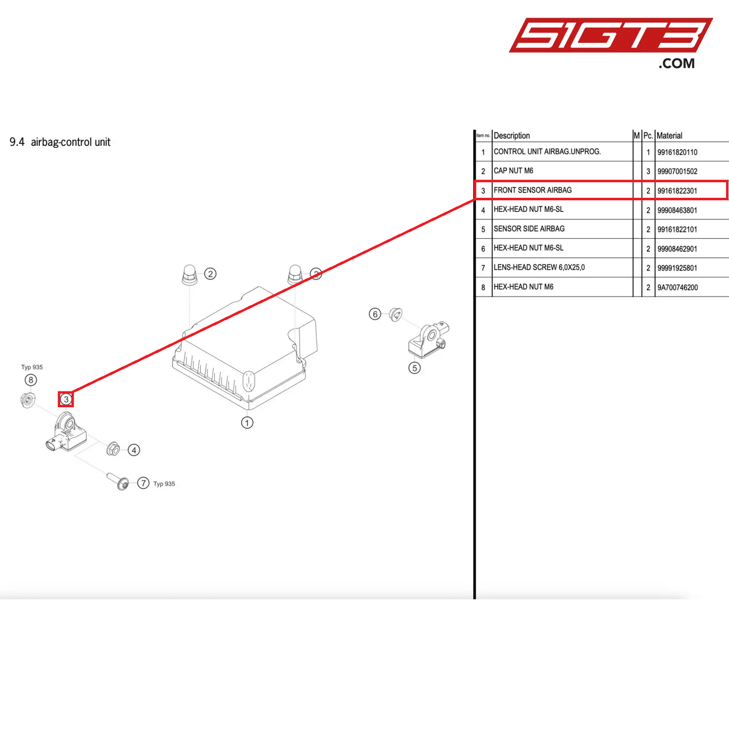 FRONT SENSOR AIRBAG - 99161822301 [PORSCHE 911 GT2 RS Clubsport]