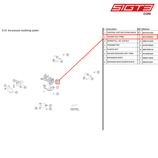 SUPPORT ECU TPMS - 99161825900 [PORSCHE 991.2 GT3 Cup]