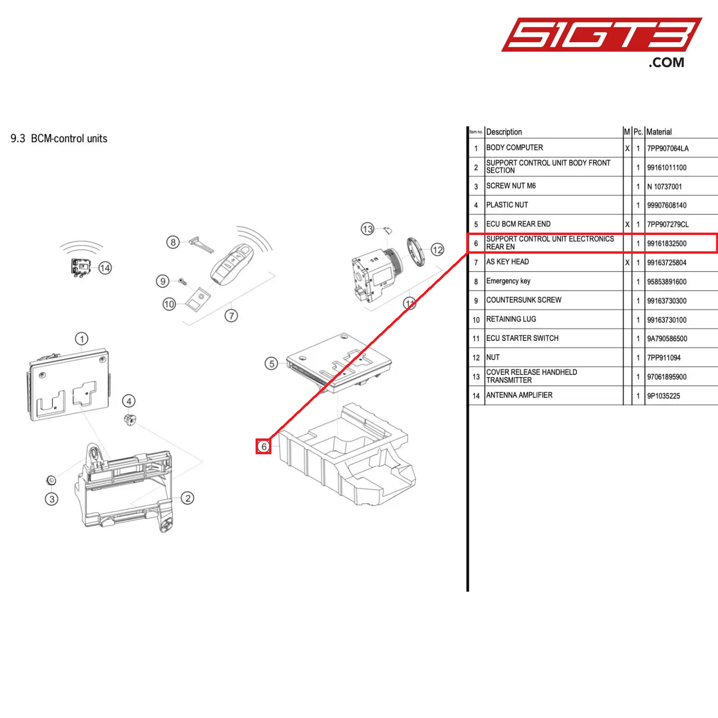 SUPPORT CONTROL UNIT ELECTRONICS REAR EN - 99161832500 [PORSCHE 718 Cayman GT4 RS Clubsport]