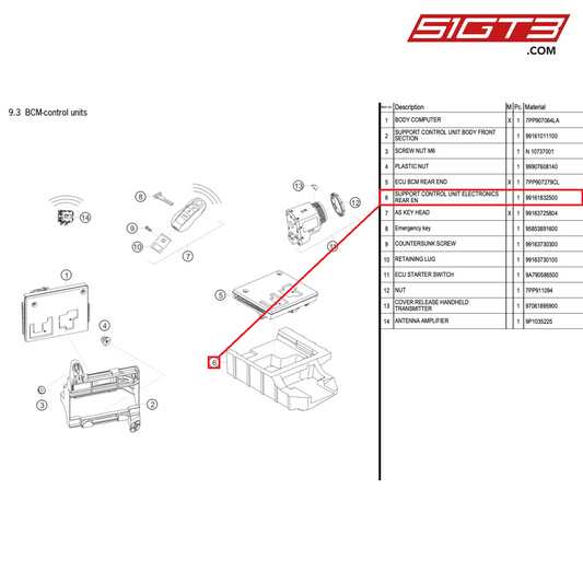 SUPPORT CONTROL UNIT ELECTRONICS REAR EN - 99161832500 [PORSCHE 718 Cayman GT4 RS Clubsport]