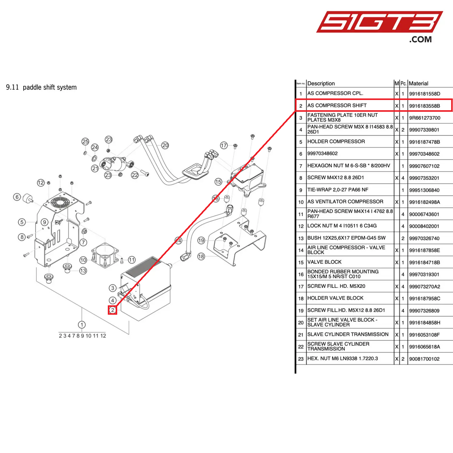 AS COMPRESSOR SHIFT - 9916183558B [PORSCHE 911 GT3 Cup Type 991 (GEN 2)]