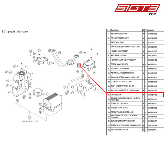 VALVE BLOCK - 9916184718B [PORSCHE 911 GT3 Cup Type 991 (GEN1)]