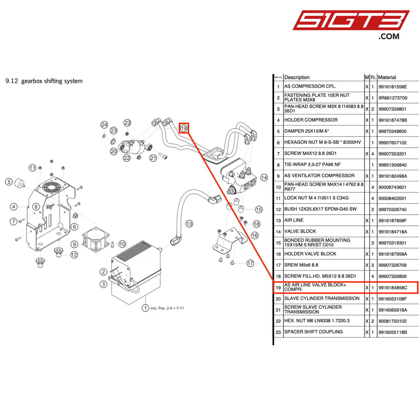 AS AIR LINE VALVE BLOCK+COMPR. - 9916184858C [PORSCHE 991.1 GT3 R]