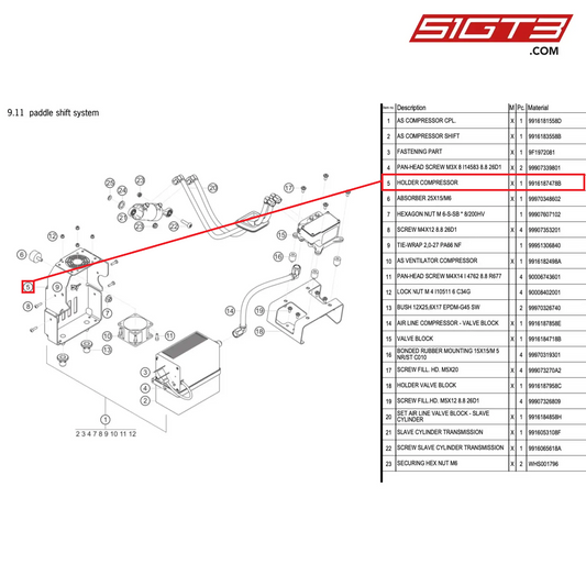 HOLDER COMPRESSOR - 9916187478B [PORSCHE 911 GT3 Cup Type 991 (GEN1)]