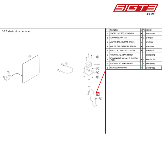 HOLDER CONTROL UNIT - 9916187798D [PORSCHE 991.2 GT3 R]