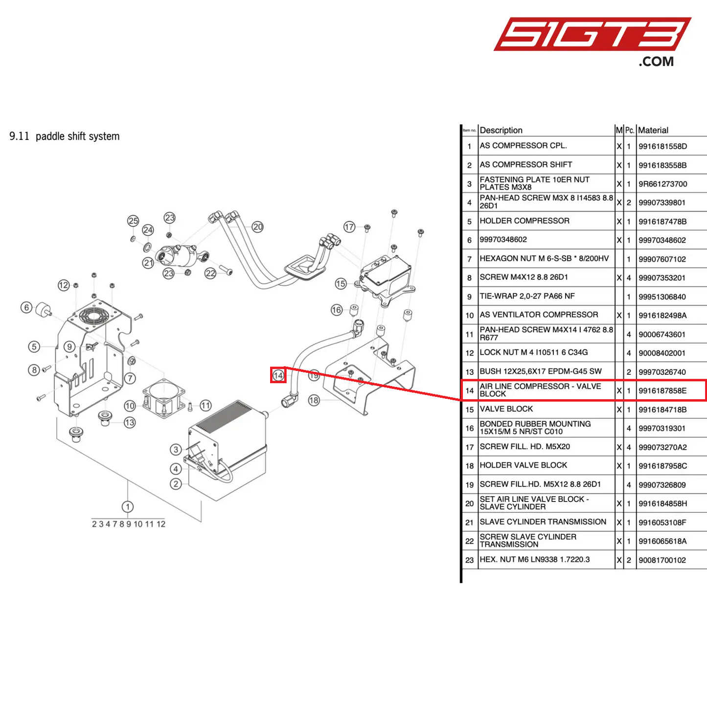 AIR LINE COMPRESSOR - VALVE BLOCK - 9916187858E [PORSCHE 911 GT3 Cup Type 991 (GEN 2)]