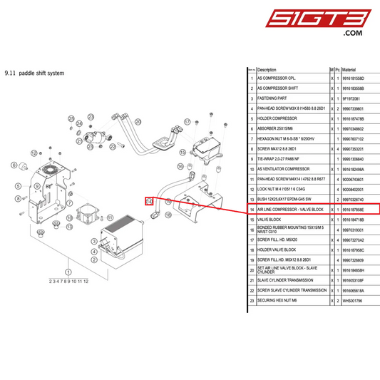 AIR LINE COMPRESSOR - VALVE BLOCK - 9916187858E [PORSCHE 911 GT3 Cup Type 991 (GEN1)]