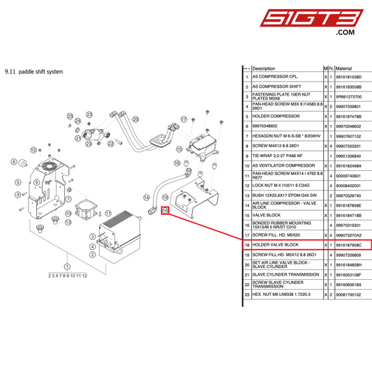 HOLDER VALVE BLOCK - 9916187958C [PORSCHE 991.2 GT3 Cup]