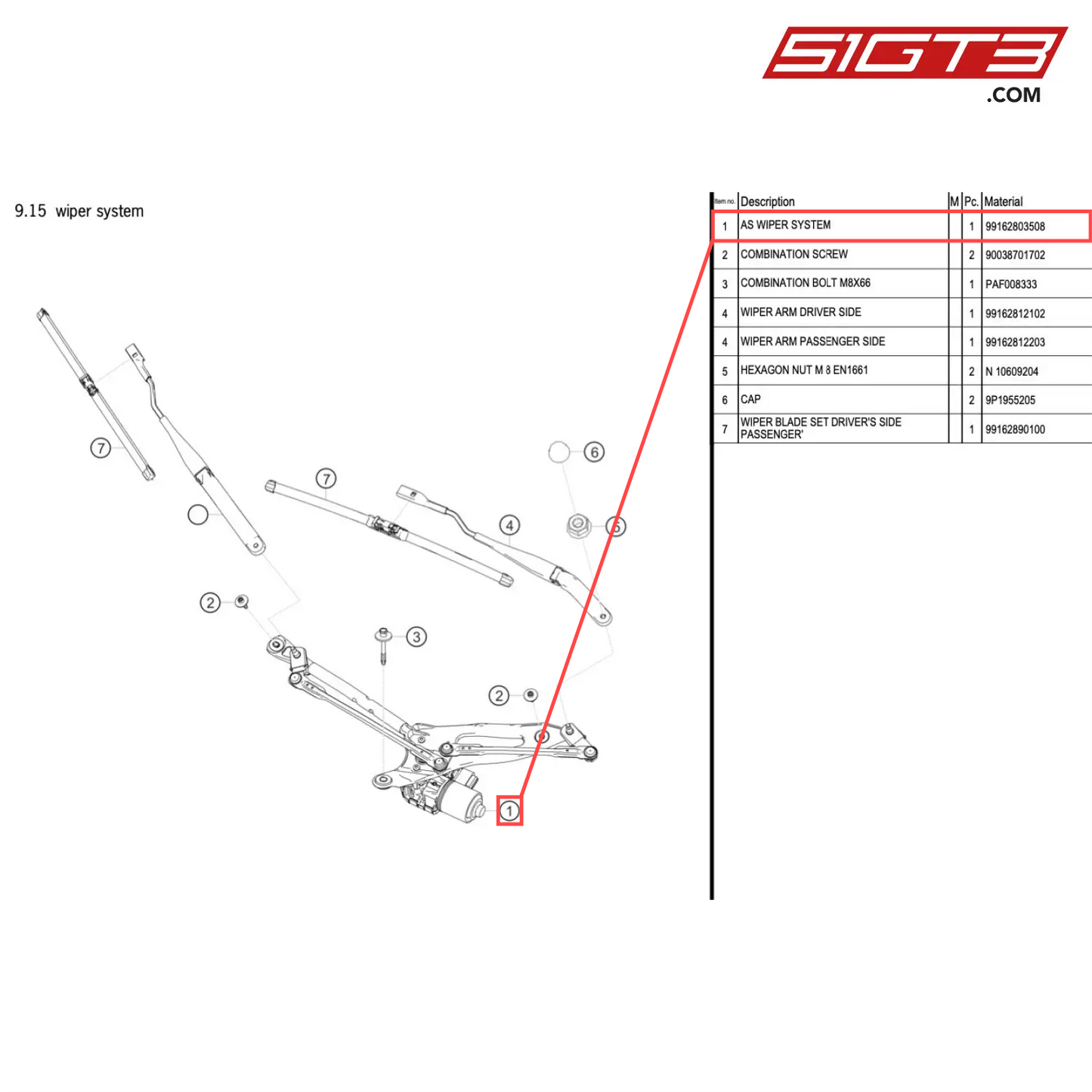 AS WIPER SYSTEM - 99162803508 [PORSCHE 718 Cayman GT4 Clubsport]